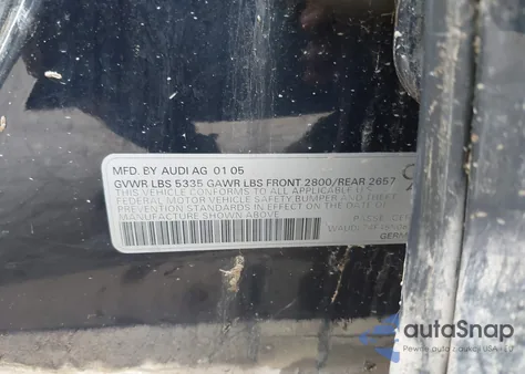 2005 Audi A6 4.2 из США, поврежденный, VIN WAUDL74F45N088736